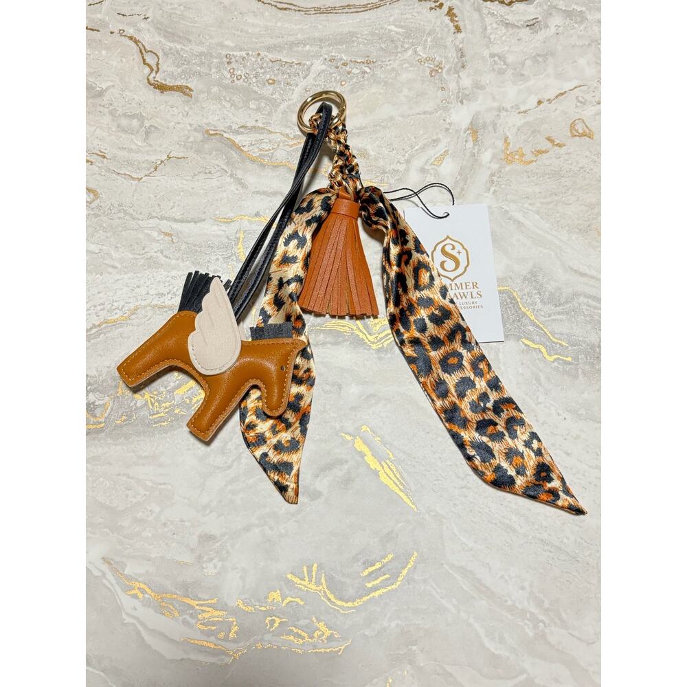 Pegasus Horse Bag Charm with Satin Ribbon Scarf & Tassel | Purse Keychain - Picture 7 of 16